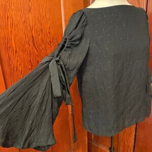 Club Monaco Textured Silk Blend Tie-Sleeve Blouse XS